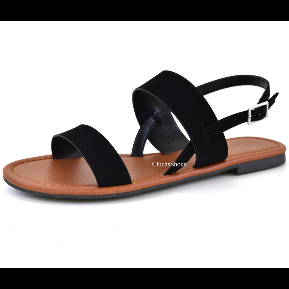 Women's Flat Summer Slingback Sandals Black